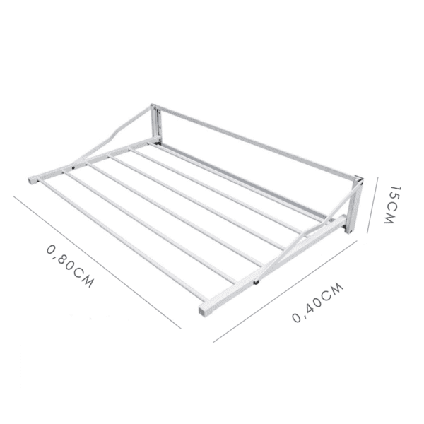 Varal Articulado de Parede 40cm x 80cm x 07 Varetas 2