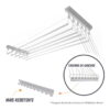 Varal de Teto Individual 140cm x 06 Varetas - Em Alumínio Branco