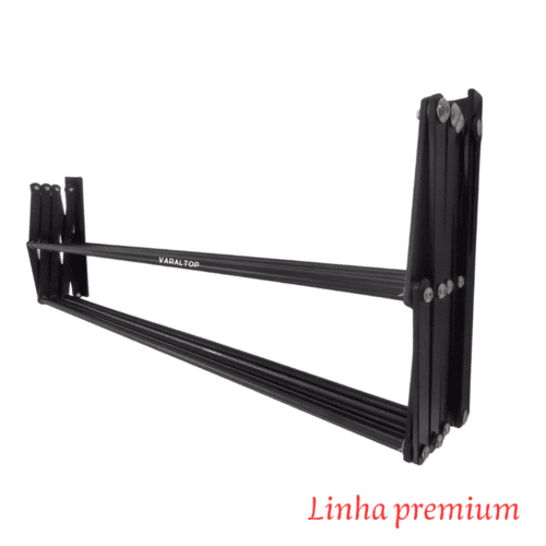 Varal Sanfonado 120cm Retrátil Preto Fosco 7 Varetas- Linha Premium - Image 6